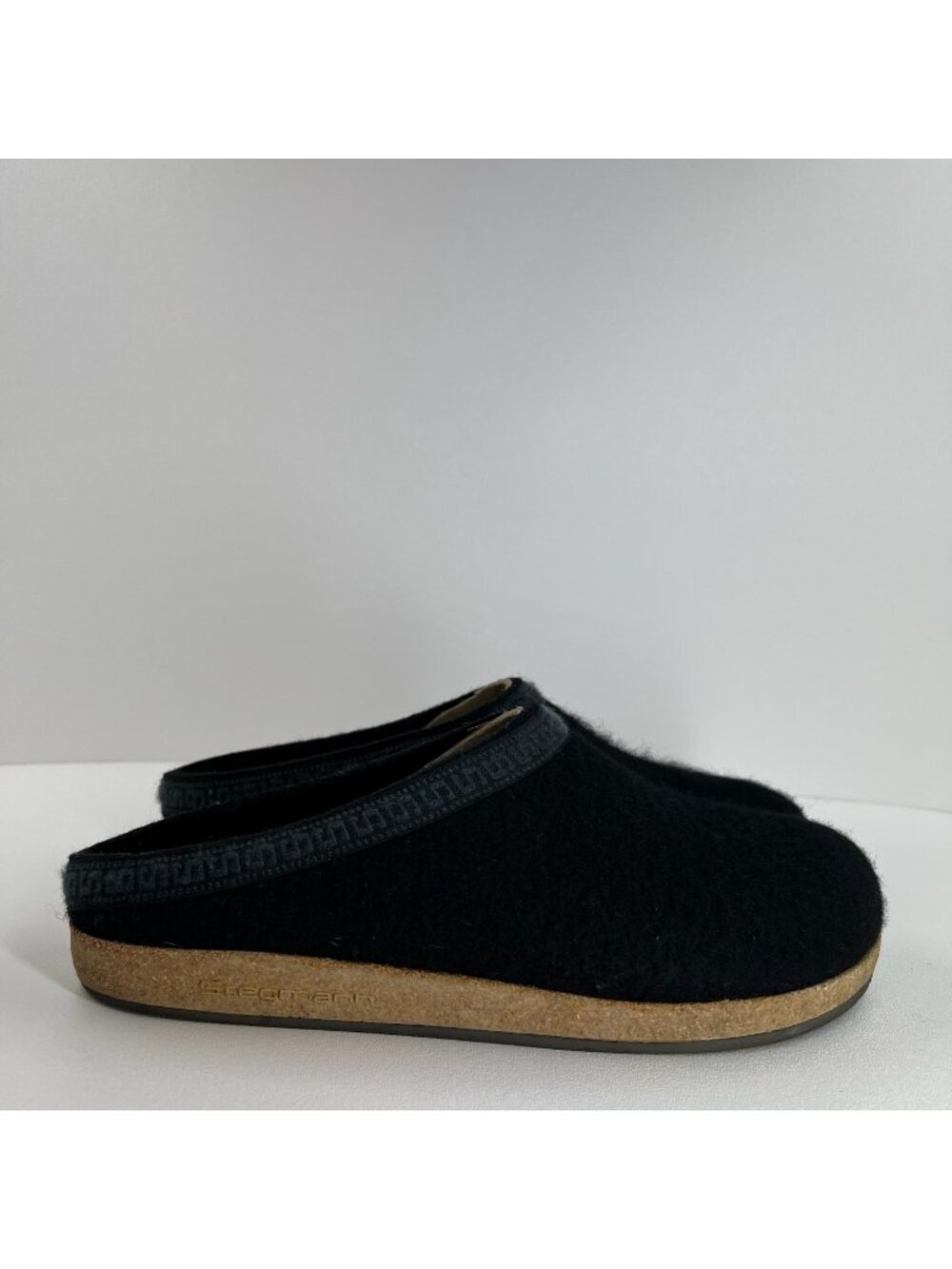 Stegmann LL Bean Wool Clog Slippers Size 11 Cork Arch Support Boiled Wool Black